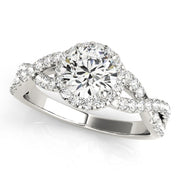 14K White Gold 1 1/2 ct tw Halo Diamond Engagement Ring