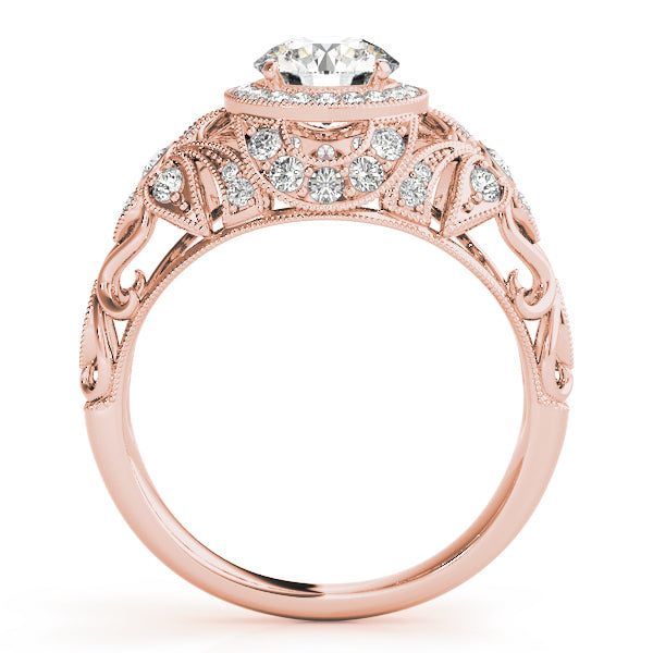 18K Rose Gold 1 1/5 ct tw Halo Diamond Engagement Ring