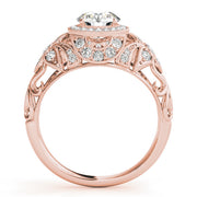 18K Rose Gold 1 1/5 ct tw Halo Diamond Engagement Ring
