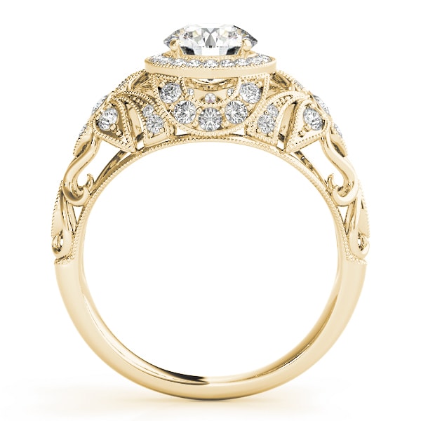 14K Yellow Gold 1 1/5 ct tw Halo Diamond Engagement Ring