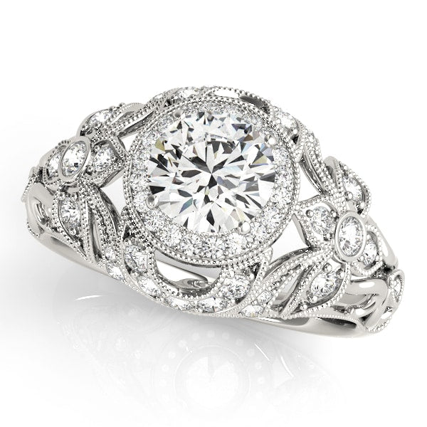 Platinum 1 1/5 ct tw Halo Diamond Engagement Ring