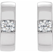 14K White Gold 1/4 CTW Natural Diamond 12 mm Hinged Huggie Hoop Earrings