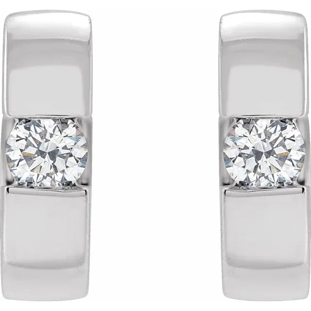 14K White 1/4 CTW Lab-Grown Diamond Hinged Huggie Earrings