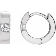 14K White 1/4 CTW Lab-Grown Diamond Hinged Huggie Earrings