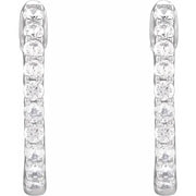 14K White Gold 1/2 CTW Natural Diamond Inside-Outside Hinged Hoop Earrings