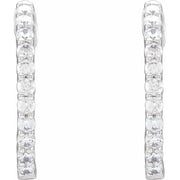 14K White 3/4 CTW Lab-Grown Diamond Inside-Outside Hinged Hoop Earrings