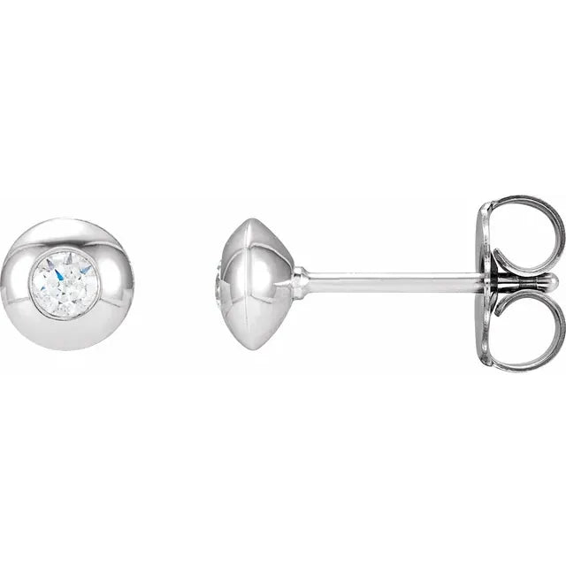 14K White 5/8 CTW Lab-Grown Diamond Domed Bezel-Set Earrings
