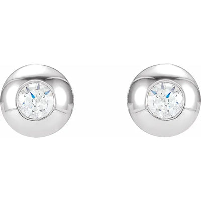 14K White 5/8 CTW Lab-Grown Diamond Domed Bezel-Set Earrings