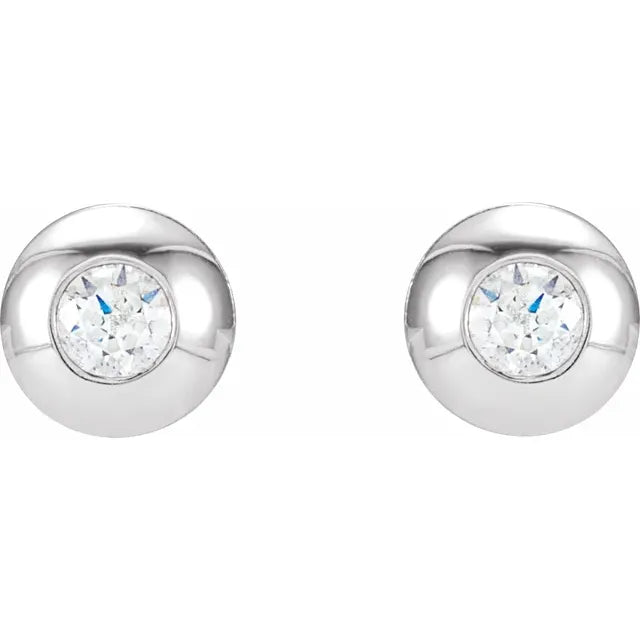 14K White 5/8 CTW Lab-Grown Diamond Domed Bezel-Set Earrings