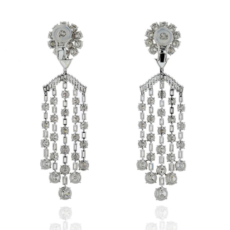 Circa 1980's Chandelier Dangling Diamond Drop Earrings