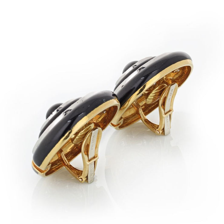 David Webb Enamel Diamond Clip-On Earrings