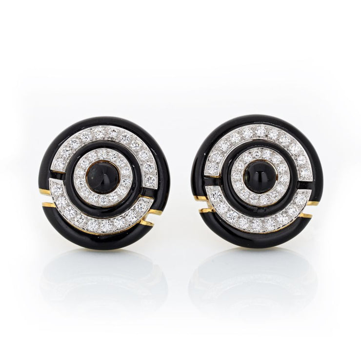 David Webb Enamel Diamond Clip-On Earrings