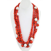David Webb 18K Yellow Gold Coral And White Enamel Multi-Strand Necklace