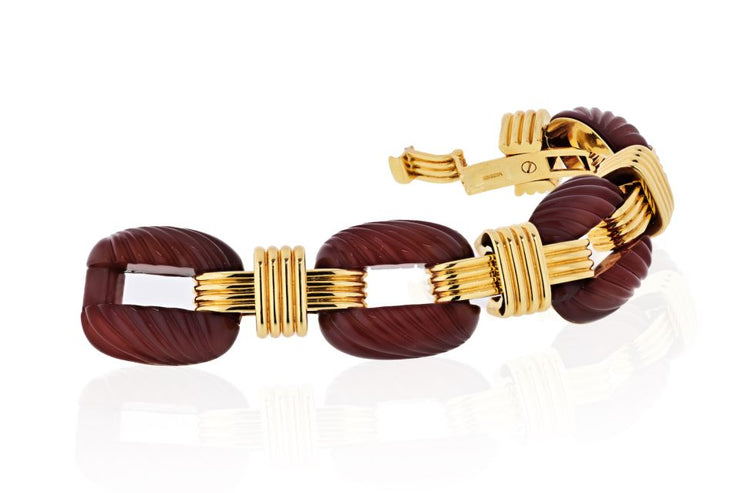 David Webb Fluted Carnelian Link Bracelet