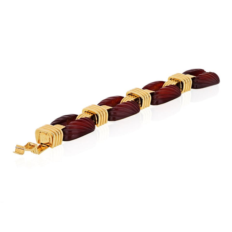 David Webb Fluted Carnelian Link Bracelet