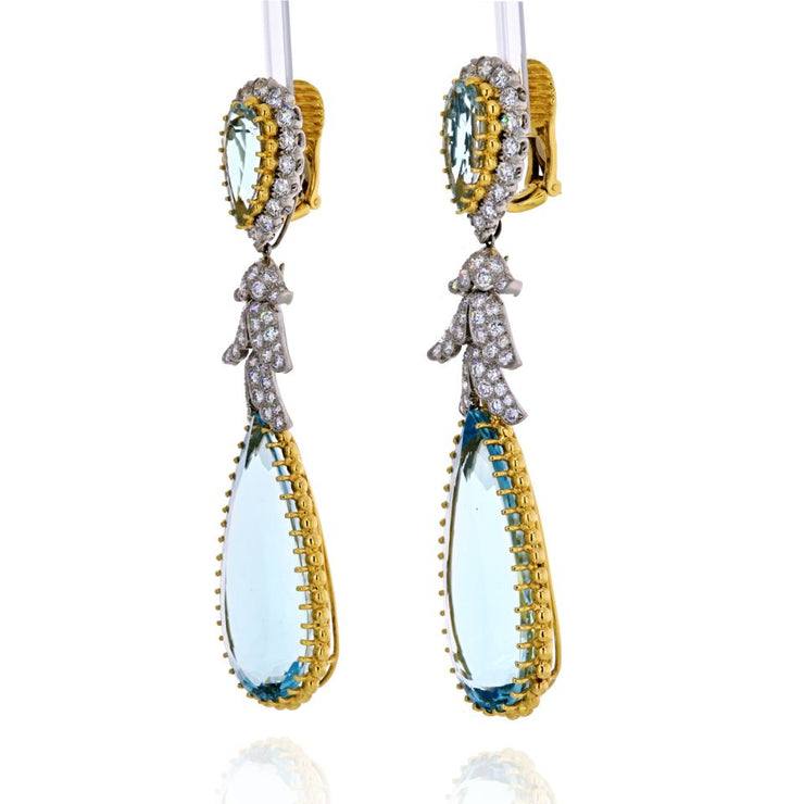 David Webb Teardrop Aquamarine Dangling Earrings