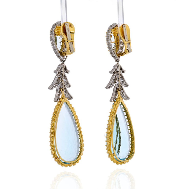 David Webb Teardrop Aquamarine Dangling Earrings