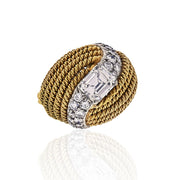 David Webb Emerald Cut Turban Diamond Ring