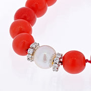 David Webb Platinum & 18K White Gold Coral, Diamond and Pearl bead Necklace