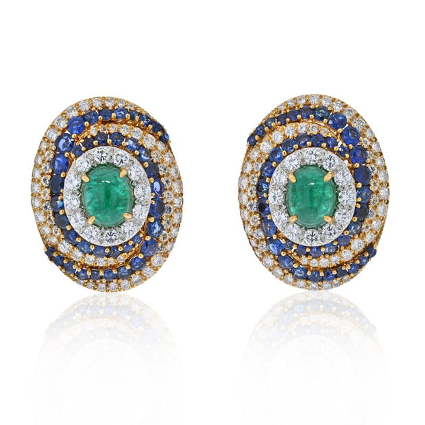 David Webb Bombe Decorated Diamond, Sapphire And Emerald