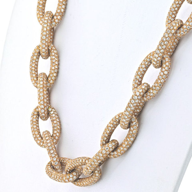 18K Yellow Gold 85ct. Oval Diamond Link Chain Necklace