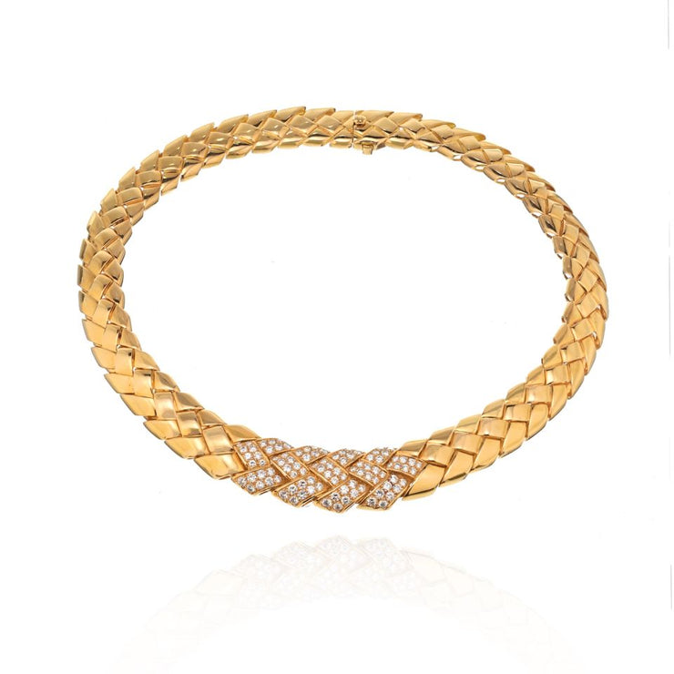 Van Cleef & Arpels Substantial Woven Diamond Collar Necklace