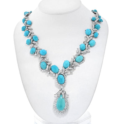 David Webb Turquoise Diamond Necklace