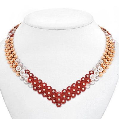 Van Cleef & Arpels Bouton D'or Carnelian, Diamond and Mother of Pearl Necklace