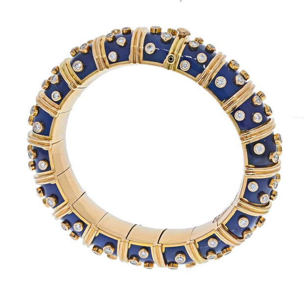 Tiffany & Co. Schlumberger Blue Enamel Diamond Bracelet