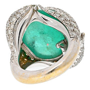 David Webb Cabochon Cut Diamond And Emerald Ring