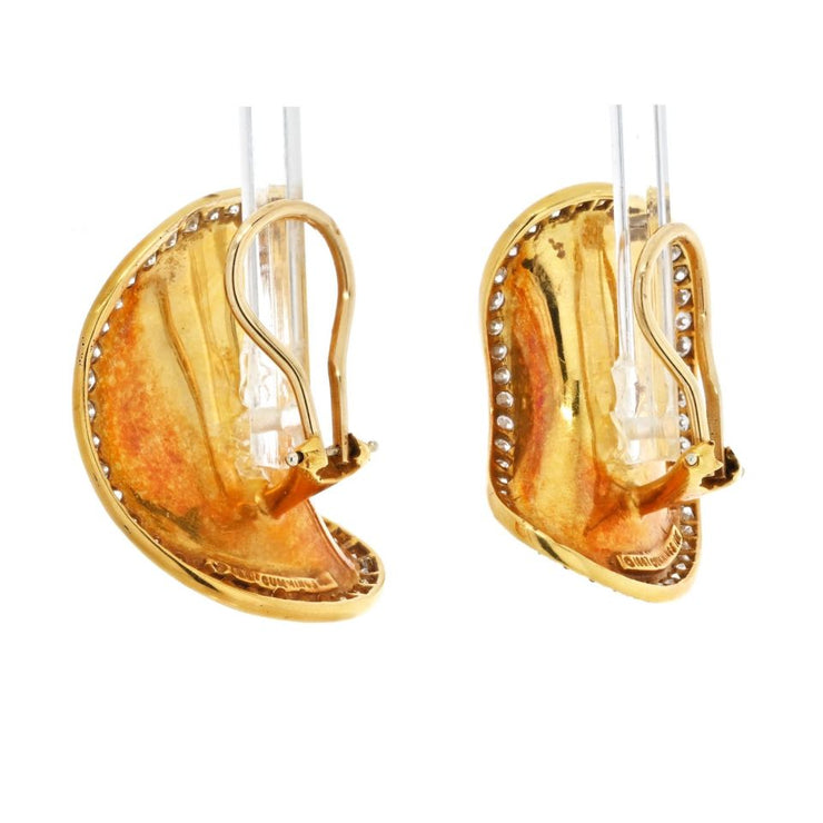 Angela Cumming 1987 Concave Lima Diamond Earrings