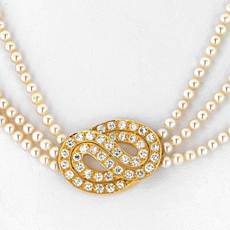 Van Cleef & Arpels Multistrand Pearl Diamond Necklace