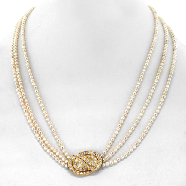 Van Cleef & Arpels Multistrand Pearl Diamond Necklace