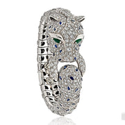 Platinum 40ct Diamond and Sapphire Estate Panther Bracelet