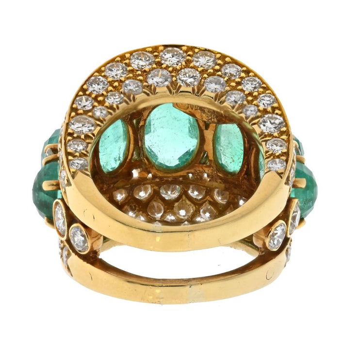 David Webb Bombe 7-Stone Emerald And Diamond Ring