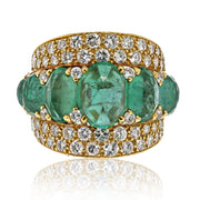 David Webb Bombe 7-Stone Emerald And Diamond Ring