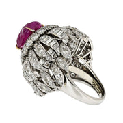 David Webb Carved Ruby And Diamond Bombe Cocktail Ring
