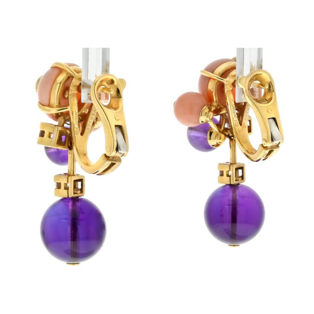 Cartier Delices de goa Delices De Goa Diamond, Coral And Amethyst Earrings