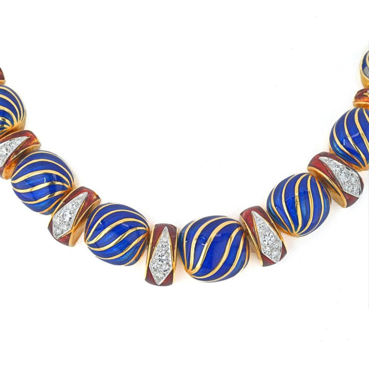 David Webb Blue Enamel Necklace