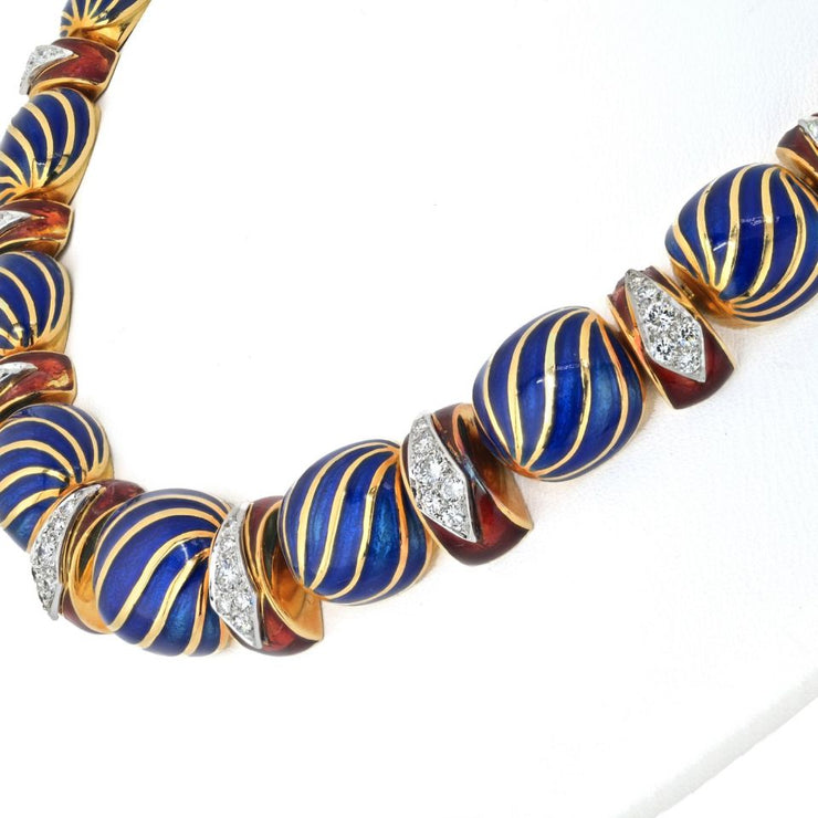 David Webb Blue Enamel Necklace