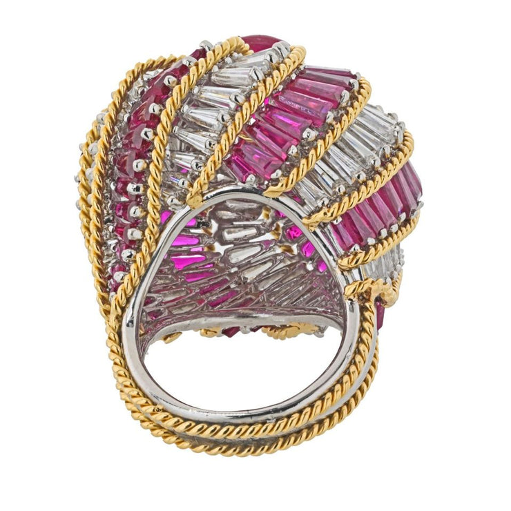 David Webb Gold Ruby Diamond Turban Ring