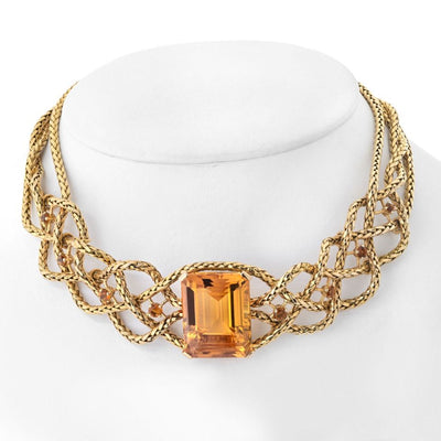 Hermes Citrine Braided Choker Necklace