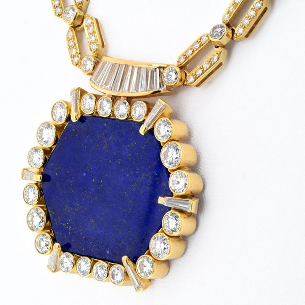 1970's Diamond Lapis Diamond Necklace