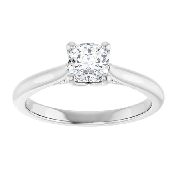 14K White Gold 5/8 CTW Cushion Diamond Solitaire Engagement Ring