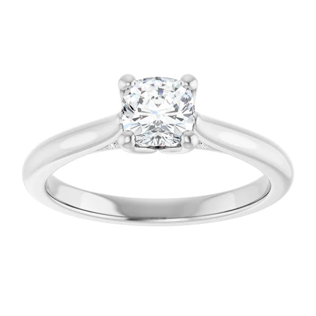 14K White Gold 5/8 CTW Cushion Diamond Solitaire Engagement Ring