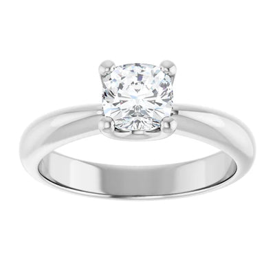 14K White Gold 3/4 CTW Cushion-Cut Diamond Solitaire Ring