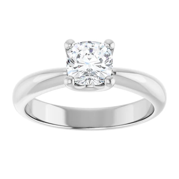 14K White Gold 3/4 CTW Cushion-Cut Diamond Solitaire Ring