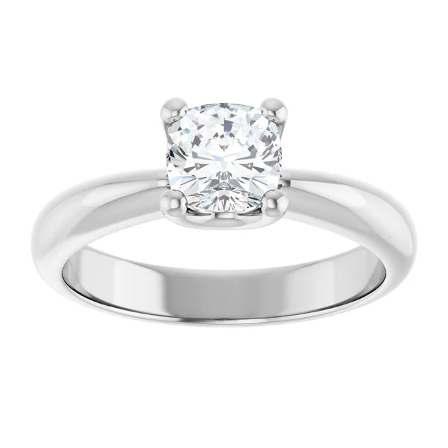 14K White Gold 3/4 CTW Cushion-Cut Diamond Solitaire Ring