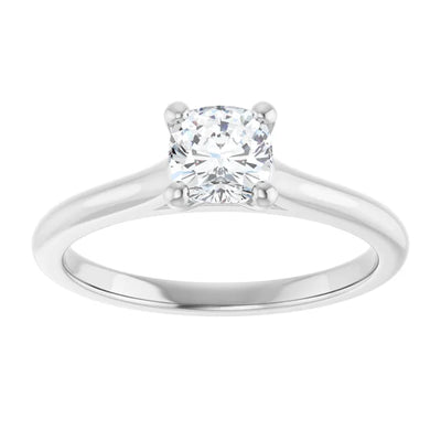 14K White Gold 5/8 CTW Cushion-Cut Diamond Solitaire Ring