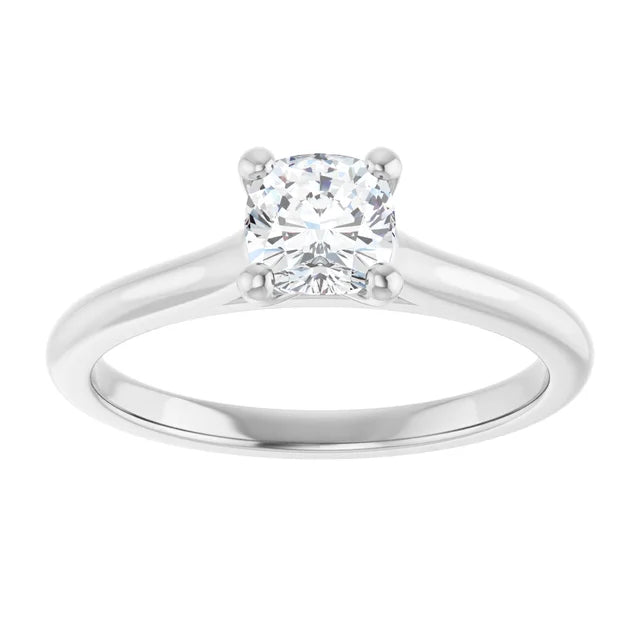 14K White Gold 5/8 CTW Cushion-Cut Diamond Solitaire Ring